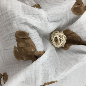 Wholesale 100% Cotton Muslin Fabric for Baby Custom Printed <strong>White</strong> Double <strong>Gauze</strong> with Bamboo and Cotton for Boys - Product Image 4