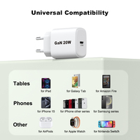 Accessoires mobiles, chargeur PD 20w USB C avec câble KC, chargeur mural portable rapide 20w, type C pour iPhone Samsung, écouteurs