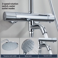 Ensemble de douche thermostatique encastré 3 fonctions en laiton avec boutons en acier inoxydable, fonction pulvérisation, massage et bulles