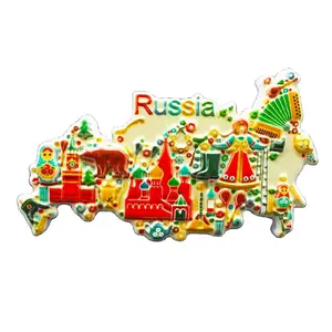 ملصقات ثلاجة مطبوعة بخريطة روسيا مرسومة باليد ملصقات مخصصة للثلاجة بأوروبا موسكو سان بطرسبرج