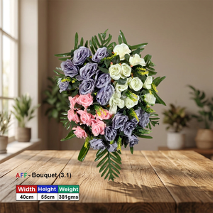 Ramo de Rosas Artificiales Mixtas con Follaje Verde para Decoración del Hogar, Bodas y Eventos - Product Image 3