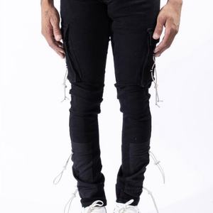Jeans Ajustados de Carga con Apliques y Cordón Elástico Lateral, Bolsillos Grandes, Diseño Nuevo y de Alta Calidad para Hombre - Product Image 4