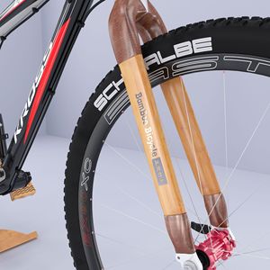 Fourche avant de vélo en bambou, tige de 28 mm, roue de 26 pouces, compatible avec les freins à disque, vélo de montagne en bois - Product Image 3