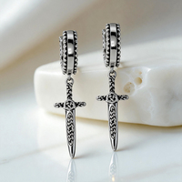 Boucles d'oreilles pendantes en acier inoxydable 316L avec épée celtique, bijoux gothiques pour hommes, pendentif nœud moulé, certifiés REACH