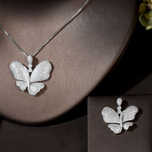 ชุดเครื่องประดับเจ้าสาวสุดอินเทรนด์ของผู้หญิง HiBride N-1687ไมโครซีแซดทรงผีเสื้อสร้อยคอสำหรับงานแต่งงานเพทายสำหรับชุดเจ้าสาว - Product Image 3