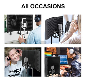 Xtuga Micrófono Cubierta de aislamiento de sonido <span class=keywords><strong>Filtro</strong></span> de sonido Espuma de canto en vivo Insonorización Reflectante Anti-ruido Parabrisas P73 - Product Image 3