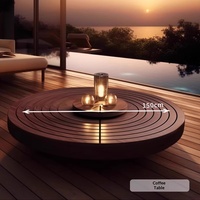 Ensemble de table basse et canapé en teck avec cadre en aluminium, coussins imperméables, moderne et confortable, mobilier d'extérieur de haute qualité pour hôtel