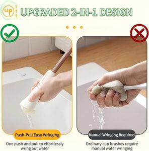 Multi-functional Push-pull No-corner Eco-Friendly Cleaning Tool One-in-one Squeeze Water Cup <b>Brush</b> Plastic <b>Long</b> <b>Handle</b> Clean - Product Image 2