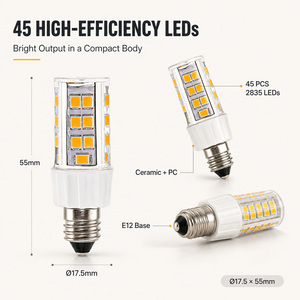 <b>E12</b> LED Corn <b>Bulb</b> 5W 400-450LM AC 120V Sanan Chip 120lm/W CE RoHS 25000H 2-Year Warranty Chandelier Candle Lamp - Product Image 3