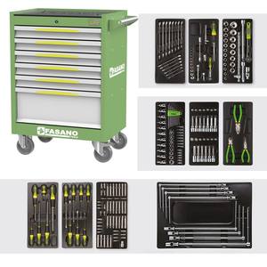 Gabinete de herramientas rodante Fasano Tools con 8 cajones de acero para taller, con ruedas, para mecánicos de reparación de automóviles - Product Image 1
