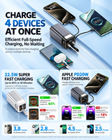 Batterie externe portable HYTO Factory 14000mAh, chargeur rapide PD 22.5W, câbles doubles intégrés, 4 sorties, écran LED pour iPhone et Android