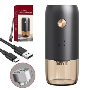 Molinillo de café recargable de alto rendimiento, molinillo de café USB negro eléctrico, molinillo de café
