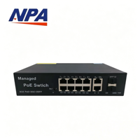 Conmutador PoE gestionado Gigabit de 8 puertos ANPA AP-3348GE con soporte QoS VLAN, apilable, capacidad de 22 Gbps, 2 SFP Uplink para cámaras IP