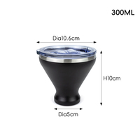 Gobelet isotherme en acier inoxydable à double paroi de 300 ml, couleur personnalisée, antidérapant, verre à martini, tasses en métal avec couvercle en silicone