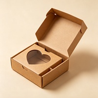 Boîte en papier kraft naturel écologique avec fenêtre en forme de cœur pour savon artisanal, bougie, petit cadeau, emballage cadeau, faible MOQ