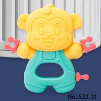 Mainan Cina Pemasok Desinfeksi Rebus Mainan Kerincingan Lembut Plastik Tidak Beracun Mainan Bayi Mainan Bentuk Hewan Kartun 9 Buah