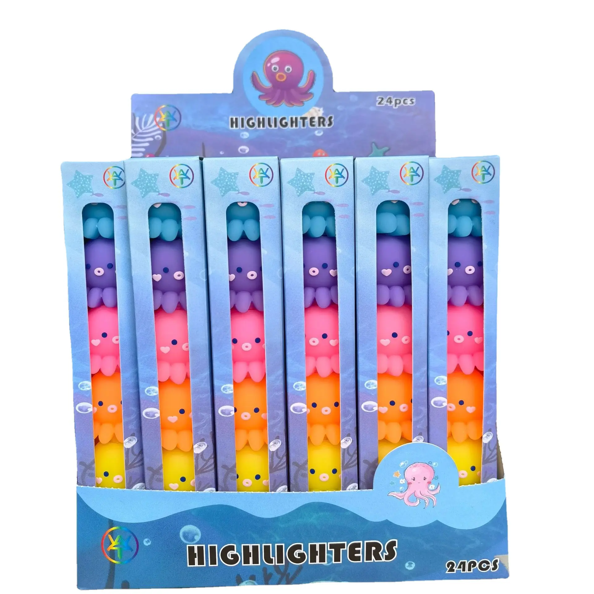 Conjunto de caneta iluminadora kawaii, conjunto de canetas pdq com várias cores para estudantes