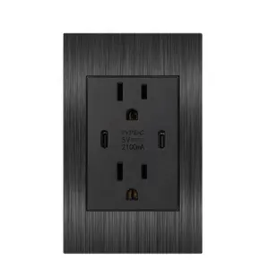 Double usb-c outlet charger port home US power wall switch with usb c socket