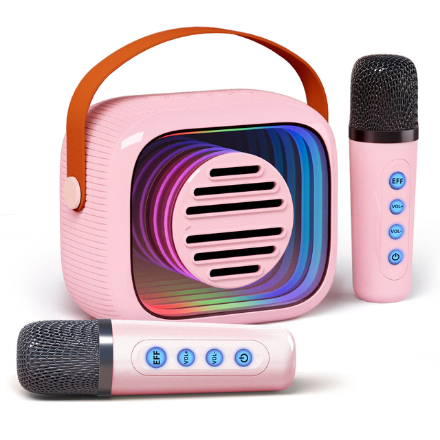 High-Power Portable for Wireless Karaoke Speaker System with RGB LED Lights and Microphone Mini Waterproof Design for Kids
