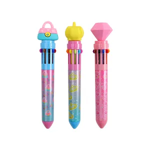 Kids Stationery Cheap Wholesale Beautiful Diamond Crown Handbag Shaped Silicone Multicolor Ballpoint Pen 10 Color Pen