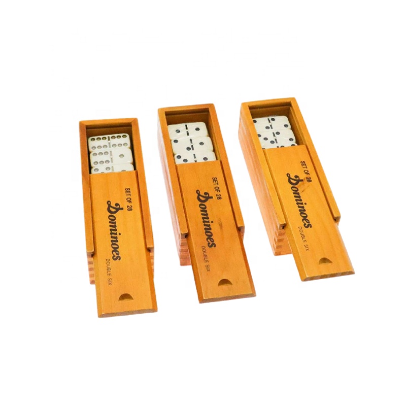 Double Six Dominoes with Wood Case by factory (Set of 28)