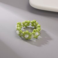 Koreanische bunte böhmische kleine Blumen ring handgemachte Multi Perlen Reis Perlen Ring für Frauen Strand Schmuck Geschenke