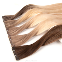 Extensions de cheveux humains à double trame invisible, tissées à la main, sans couture, type Genius Weft, trame hybride