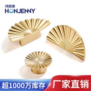 HONJENNY Zinc Alloy Cabinet Door Handle Round French Style Gold <b>Wardrobe</b> Drawer Handle Durable Cabinet <b>Hardware</b> - Product Image 4
