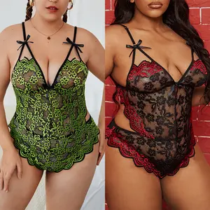 Deep Love OEM&ODM Factory Lingerie for Plus Size Xxxl Sexy Fat Women Plus Size Lingerie Jumpsuit Transparent