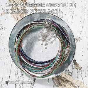 2025 Latest Handmade Stainless Steel Silver/Gold Plated Summer Beach Vacation <b>Beaded</b> <b>Necklace</b> Best-Selling Tiny Natural Stone - Product Image 3