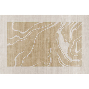 Alfombra de pared a pared Idan, fibra de poliéster, estilo nórdico, cálido diseño de rayas color albaricoque, para sala de estar, dormitorio, estudio, lavable y resistente a las manchas - Product Image 2