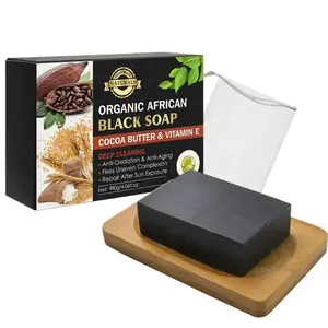 Organic Best African Black Handmade Soap Skin Whitening Deep Cleaning Bar Soap Natural Butter Anti Aging Soap For Face And Body