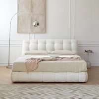 Ensemble cadre de lit moderne en tissu de laine d'agneau blanche 150cm King Size Massage inclinable reine lit double tête de lit meubles de chambre à coucher