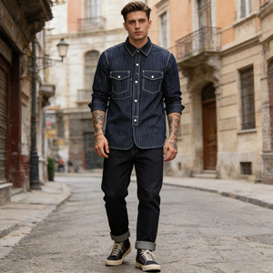 Chaqueta de Trabajo de Manga Larga para Hombre, 100% Algodón, Estilo Casual Otoñal, Inspirada en <span class=keywords><strong>Ami</strong></span>, con Bolsillos Irregulares - Product Image 1