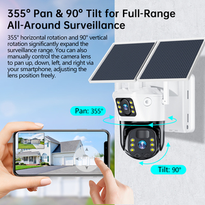 กล้องวงจรปิดรักษาความปลอดภัยแบบ PTZ พลังงานแสงอาทิตย์ 6MP 2 เลนส์ 2 จอภาพ รองรับ <span class=keywords><strong>4G</strong></span>/Wifi พร้อมระบบตรวจจับความเคลื่อนไหว PIR สำหรับภายนอกอาคาร ไร้สาย มาตรฐาน IP66 ใช้แบตเตอรี่ เหมาะสำหรับบ้าน - Product Image 5