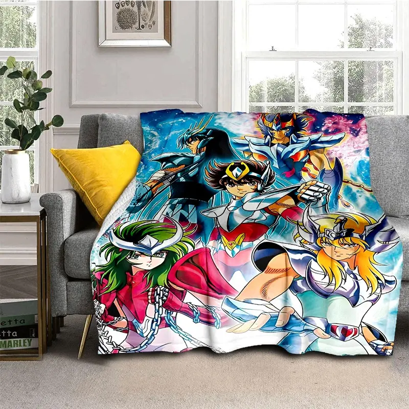 Anime Saint Seiya Glod Padrão Lança Cobertor Crianças Super Macio Cobertor para Viagem Cama Sofá Sofá-cama Cobertor Presente de Aniversário