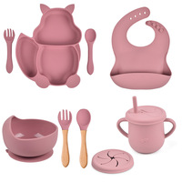 Ensemble de vaisselle en silicone pour bébé, best-seller personnalisé, pour l'alimentation des nouveau-nés, cadeau, assiettes pour bébé, motifs crabes, lapins, écureuils