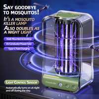 Répulsif Moustiques Rechargeable Électrique Lampe Anti-Moustiques Capteur de Lumière Lumière UV Piège à Ondes Lumineuses Électrocuteur Anti-Insectes