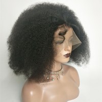 Perruque frontale en dentelle HD transparente monofilament, cheveux brésiliens vierges afro crépus, en promotion