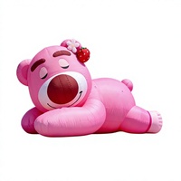Mascotte gonflable personnalisée en forme d'ours rose, costume publicitaire ambulant idéal pour les inaugurations de magasins, les défilés et la promotion de marque