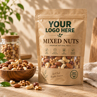 Sachet Doypack Personnalisé en Papier Kraft avec Fenêtre et Fermeture Ziplock pour Emballage Alimentaire de Noix Mélangées et Fruits Secs, Sac Mylar 500g