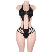 Tenues de danse exotiques personnalisées, Bodys scintillants à lacets, Ensembles de créateur pour boîte de nuit, bar, soirée, clubwear