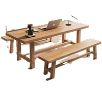 Table à manger en bois massif de style nordique, multifonctionnelle, 8 places, design minimaliste de style bois de charpente, rectangulaire, pour l'ameublement de la maison