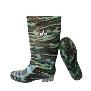 निविड़ अंधकार लोकप्रिय घुटने उच्च छलावरण खेत जूते जूते प्राकृतिक रबर पीवीसी मछली पकड़ने प्लास्टिक पुरुषों बारिश जूते