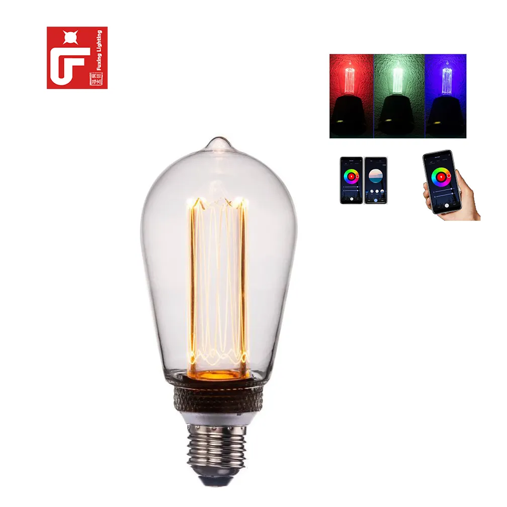 Moderne Slimme Rgb Wifi Led Lamp Retro Transparant Glas Verschillende Kleuren Met Verschillende Lumen Lichtdecoratie Lamp