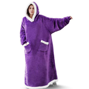 Custom Men's Christmas Warm <strong>Long</strong> Big <strong>Snuggle</strong> Oversized Sherpa Fleece Weighted Wearable Blanket <strong>Hoodie</strong> - Product Image 6