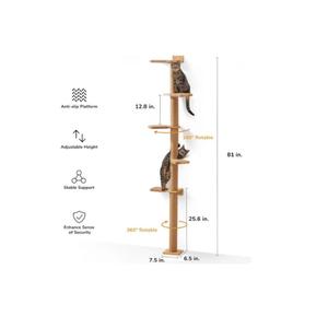 Árbol para Gatos Moderno de Madera de 5 Niveles, Montado en la Pared, con Poste Rascador de Sisal para Escalar y Descansar, Ecológico, <span class=keywords><strong>Tamaño</strong></span> Personalizado, para Uso en Interiores - Product Image 6