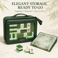 Magnifique kit complet de Mahjong américain, 160 tuiles, en acrylique 4 couches avec motif bambou vert au dos et face de tuile à motif floral artistique