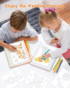 9 pièces 8x11 pouces tournesol papillons pochoirs bricolage artisanat peinture pochoir avec anneau ouvert en métal - Product Image 5