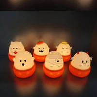 Cadeau créatif d'Halloween, petite lampe de chevet en silicone, USB Type-C, LED rechargeable, décoration de chambre, ensemble de lampes de nuit à intensité variable